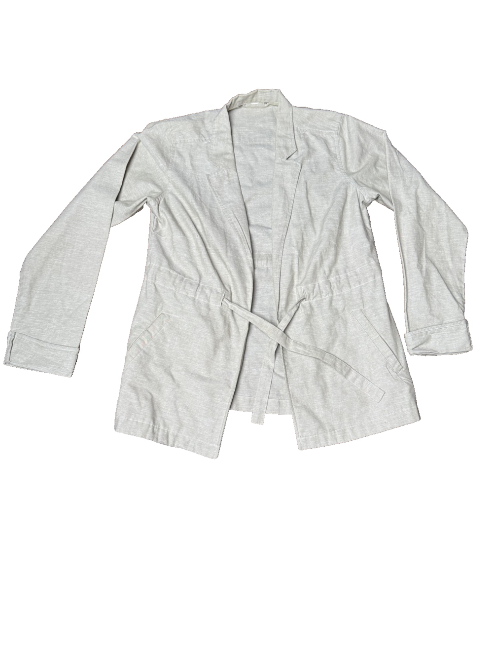 Target Jacket Womens Medium Beige Belted Lightweight Lapel Pockets Blazer